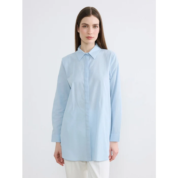 LCW Modest Mavi Dokulu Kadın Gömlek Tunik