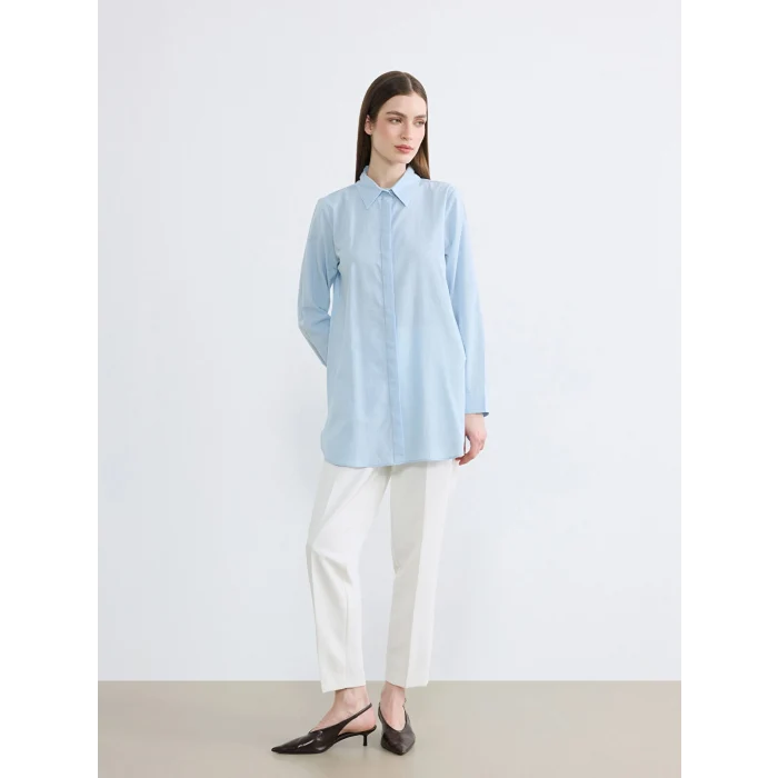 LCW Modest Mavi Dokulu Kadın Gömlek Tunik