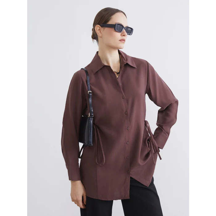 LCW EVERYDAY Kahverengi Bağlama Detaylı Kadın Gömlek Tunik
