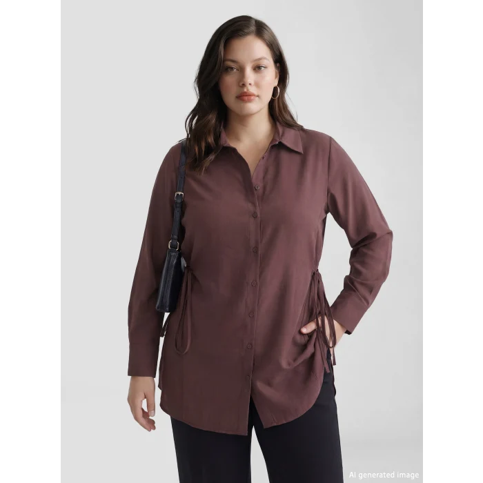 LCW EVERYDAY Kahverengi Bağlama Detaylı Kadın Gömlek Tunik
