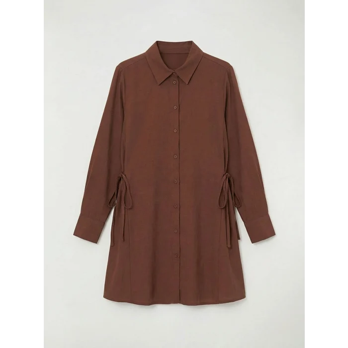 LCW EVERYDAY Kahverengi Bağlama Detaylı Kadın Gömlek Tunik