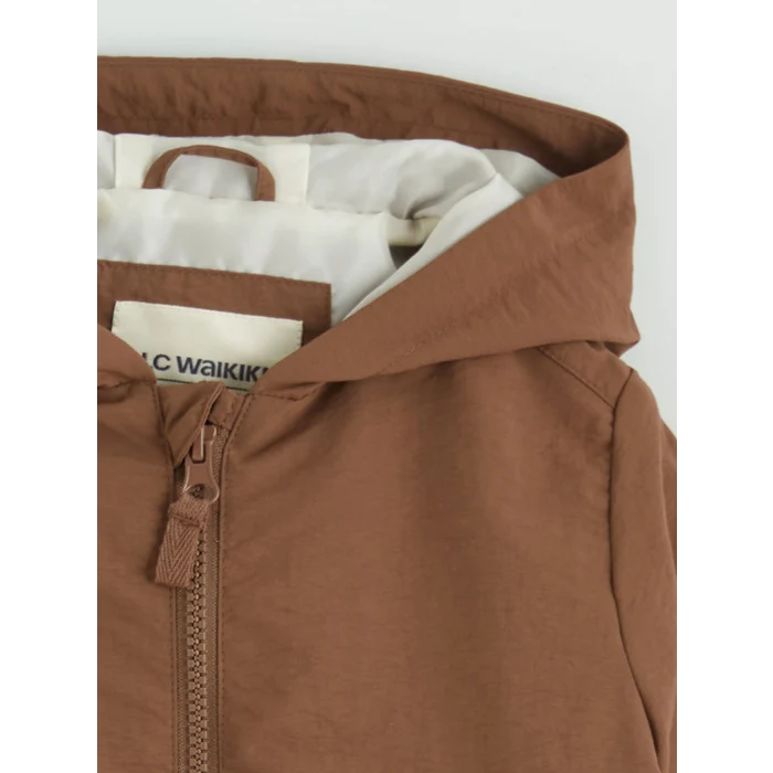 LCW Kids Kahverengi Kapüşonlu Renk Bloklu Erkek Çocuk Mont