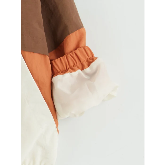 LCW Kids Kahverengi Kapüşonlu Renk Bloklu Erkek Çocuk Mont