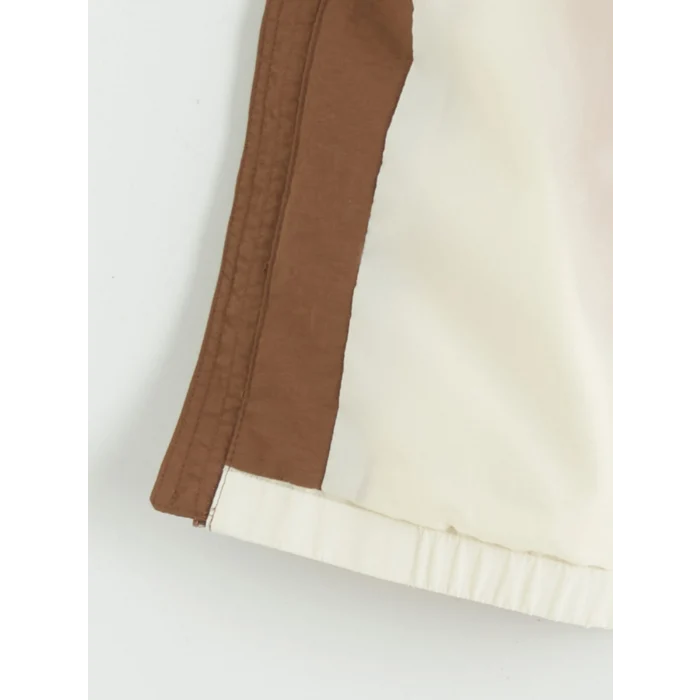 LCW Kids Kahverengi Kapüşonlu Renk Bloklu Erkek Çocuk Mont