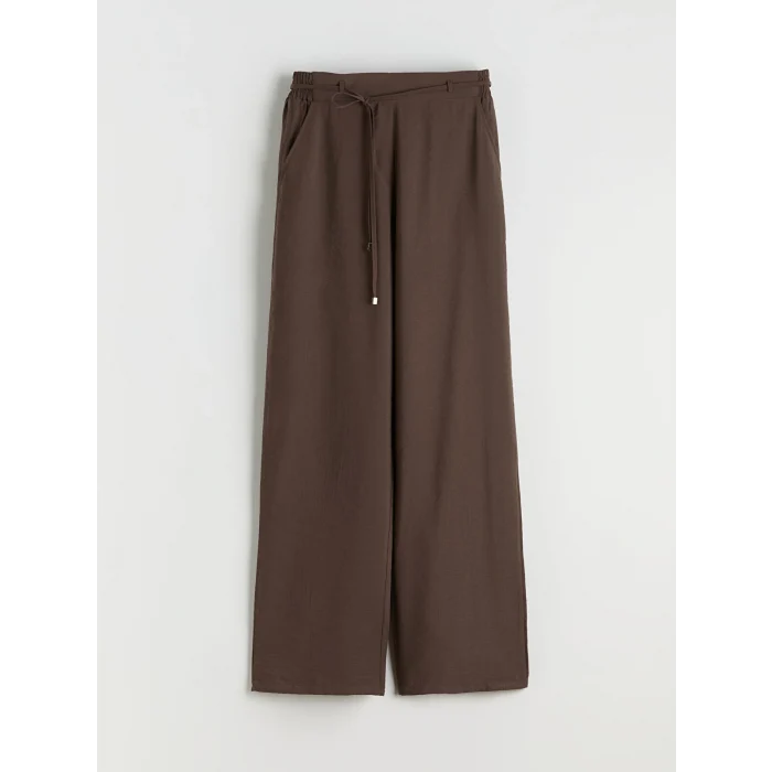 LCW Vision Kahverengi Beli Lastikli Geniş Paça Kadın Pantolon