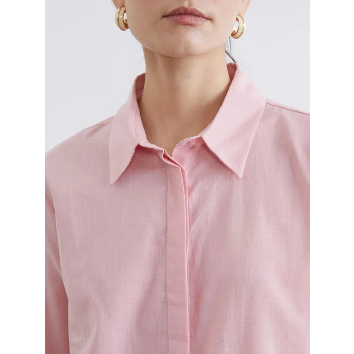 LCW Modest Pembe Dokulu Kadın Gömlek Tunik