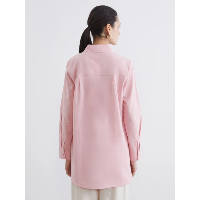 LCW Modest Pembe Dokulu Kadın Gömlek Tunik