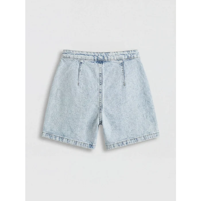 LCW Kids Mavi Kalp Nakışlı Kız Çocuk Denim Şort Etek