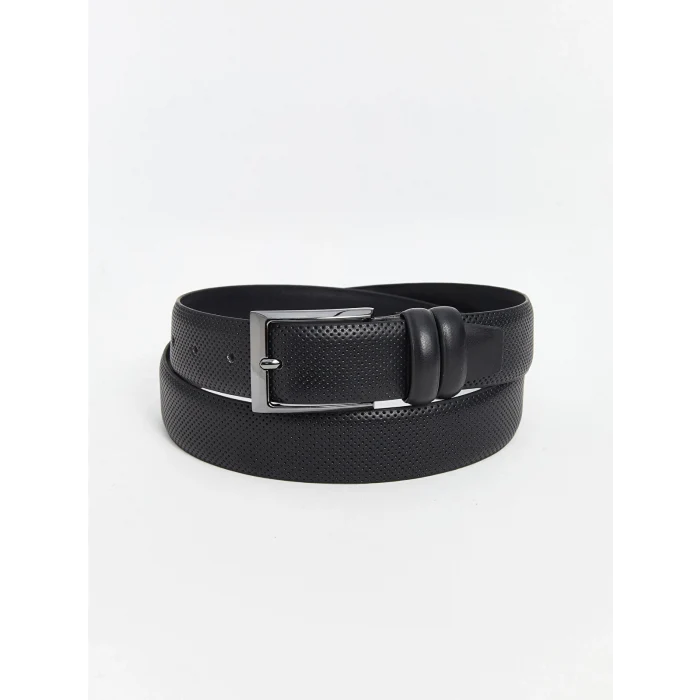 LCW ACCESSORIES Siyah Deri Görünümlü Erkek Kemer