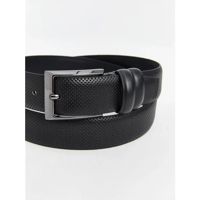 LCW ACCESSORIES Siyah Deri Görünümlü Erkek Kemer
