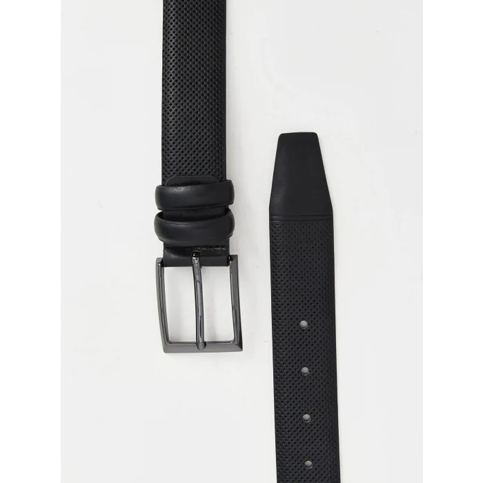 LCW ACCESSORIES Siyah Deri Görünümlü Erkek Kemer