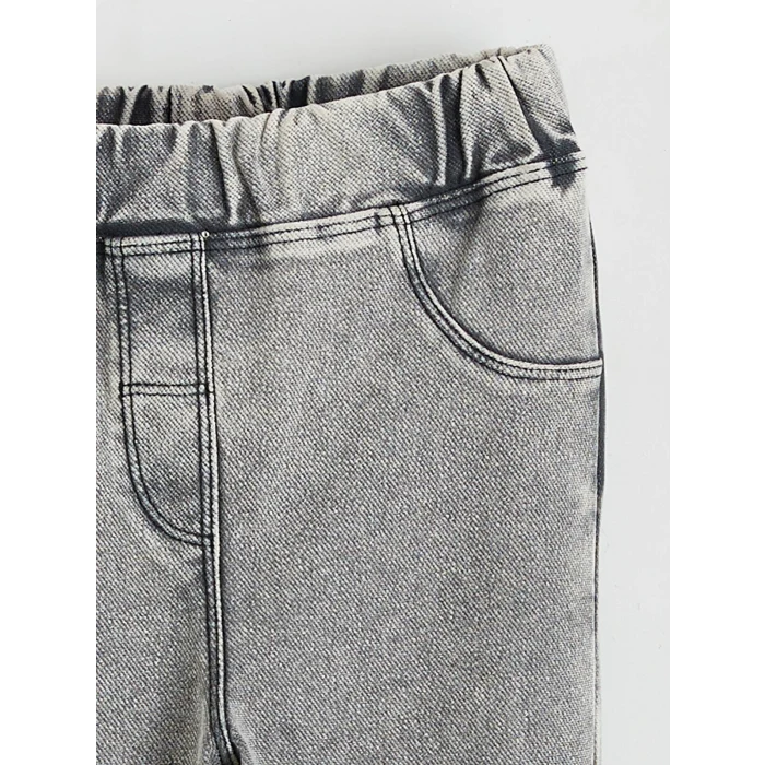 LCW Kids Siyah Beli Lastikli Kız Çocuk Tayt Pantolon