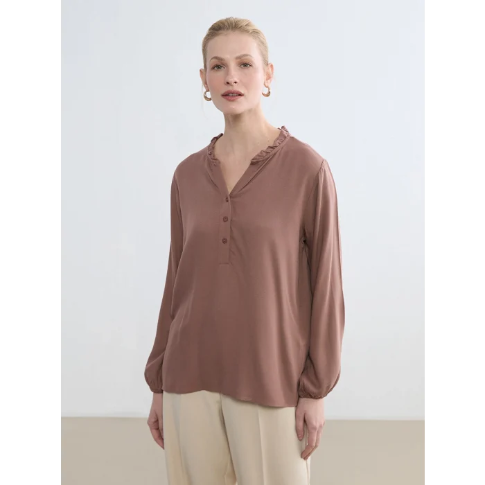 LCW Grace Pembe Fırfırlı Kaçık Yaka Bluz