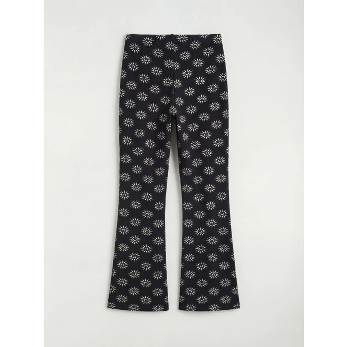 LCW Kids Siyah Desenli İspanyol Paça Kız Çocuk Tayt