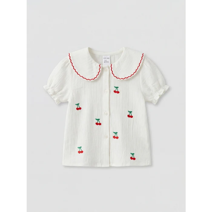 LCW baby Ekru Bebe Yaka Kız Bebek Bluz ve Tayt