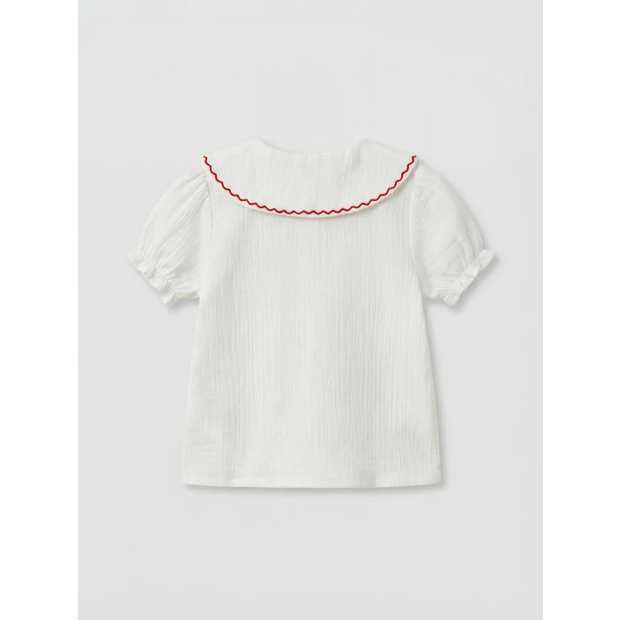 LCW baby Ekru Bebe Yaka Kız Bebek Bluz ve Tayt