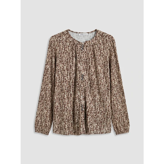 LCW Grace Kahverengi Bisiklet Yaka Desenli Bluz