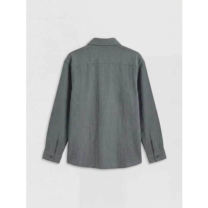 LCW Kids İndigo Uzun Kollu Erkek Çocuk Poplin Gömlek