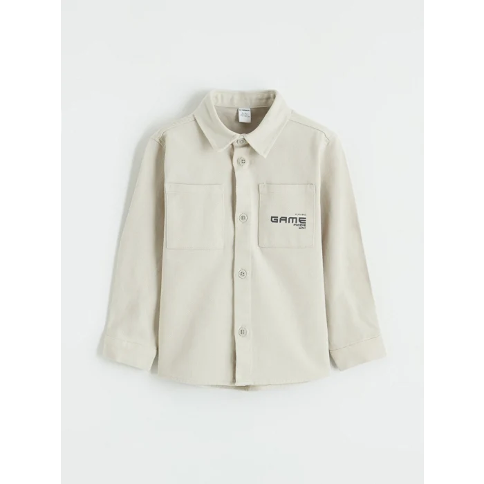 LCW Kids Gri Cepli Erkek Çocuk Gabardin Gömlek