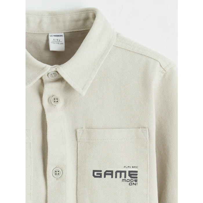 LCW Kids Gri Cepli Erkek Çocuk Gabardin Gömlek