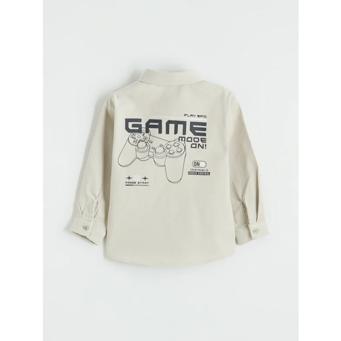 LCW Kids Gri Cepli Erkek Çocuk Gabardin Gömlek