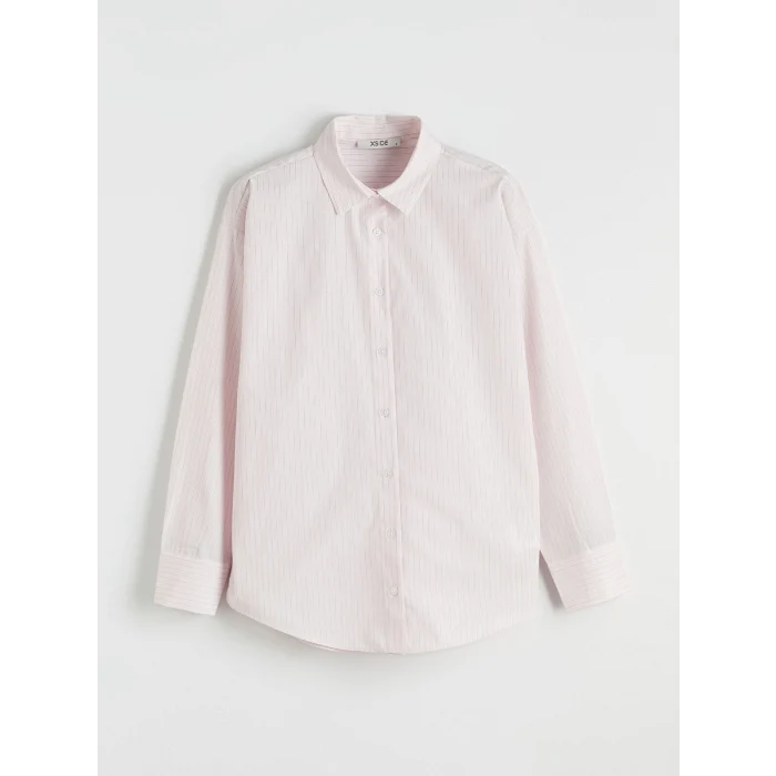 XSIDE Pembe Çizgili Oversize Poplin Kadın Gömlek