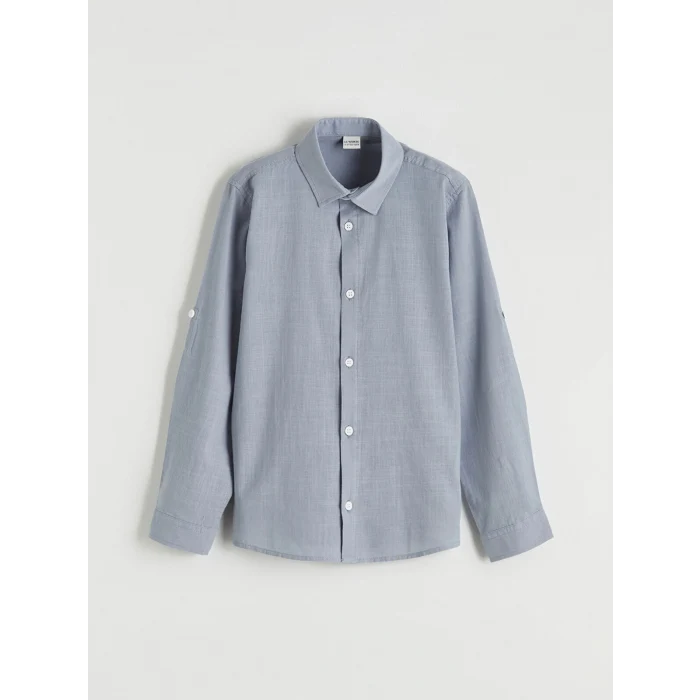 LCW Kids İndigo Uzun Kollu Erkek Çocuk Poplin Gömlek