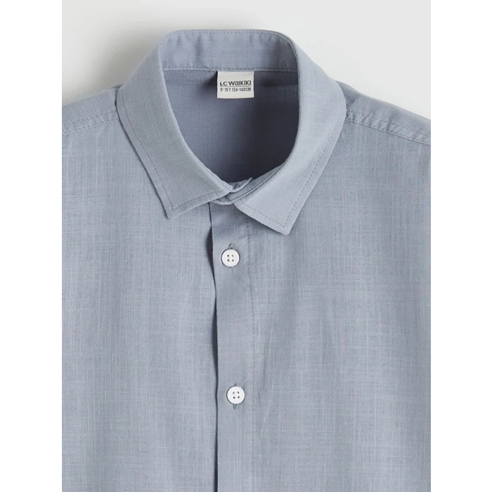 LCW Kids İndigo Uzun Kollu Erkek Çocuk Poplin Gömlek