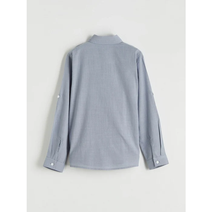 LCW Kids İndigo Uzun Kollu Erkek Çocuk Poplin Gömlek