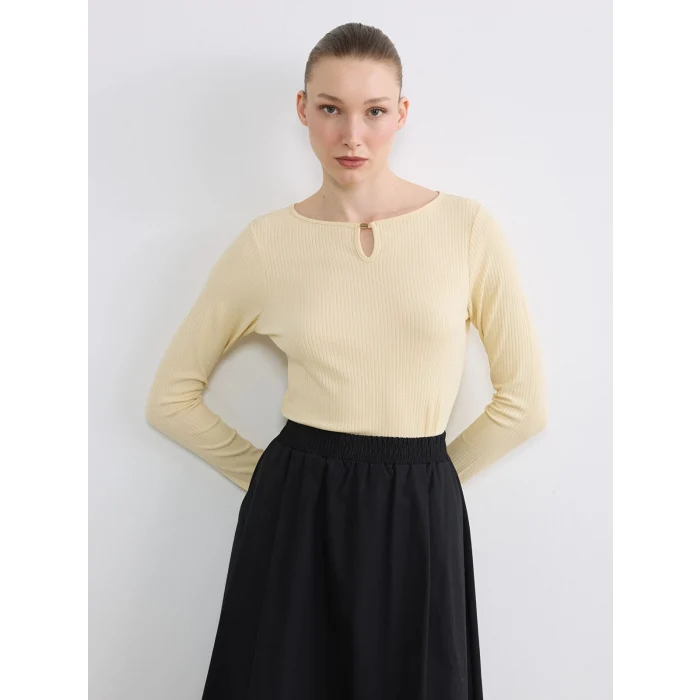 LCW EVERYDAY Bej Bisiklet Yaka Kadın Body