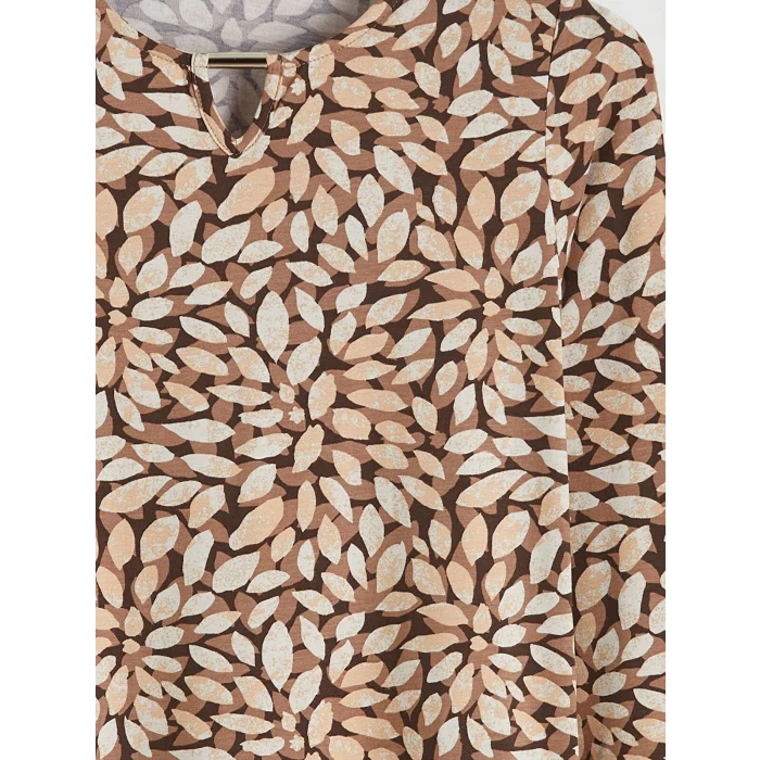 LCW Grace Kahverengi Bisiklet Yaka Desenli Bluz