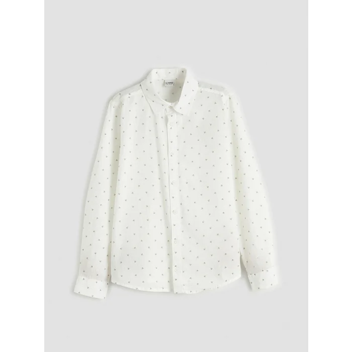 LCW Kids Gri Uzun Kollu Desenli Erkek Çocuk Gömlek