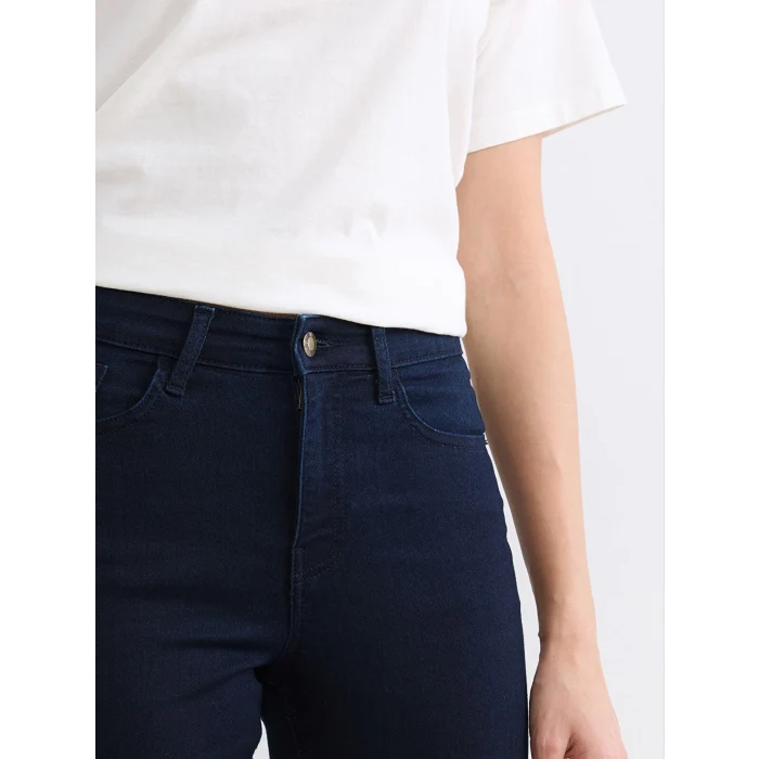 LCW Jeans Lacivert Yüksek Bel Mars Flare Kadın Jean Pantolon