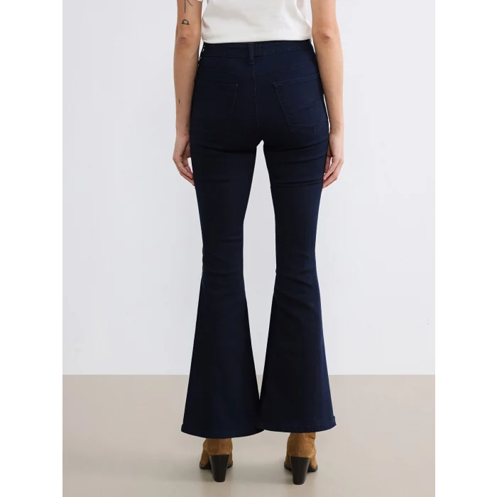 LCW Jeans Lacivert Yüksek Bel Mars Flare Kadın Jean Pantolon