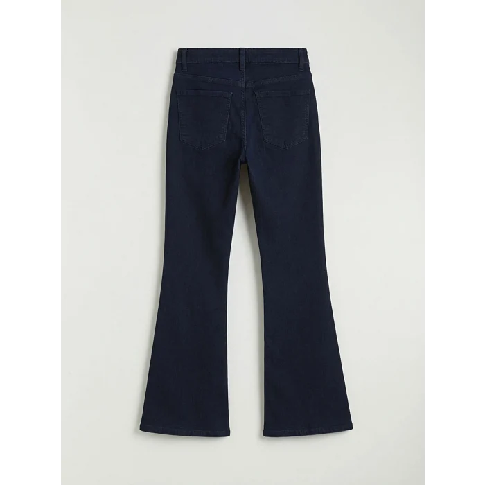 LCW Jeans Lacivert Yüksek Bel Mars Flare Kadın Jean Pantolon