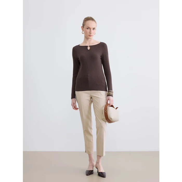 LCW EVERYDAY Kahverengi Bisiklet Yaka Kadın Body