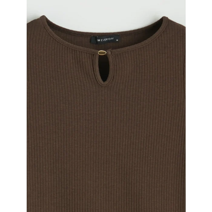 LCW EVERYDAY Kahverengi Bisiklet Yaka Kadın Body