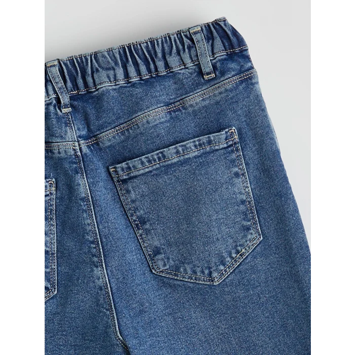 LCWAIKIKI Classic İndigo Beli Lastikli Straight Fit Kadın Jean Pantolon