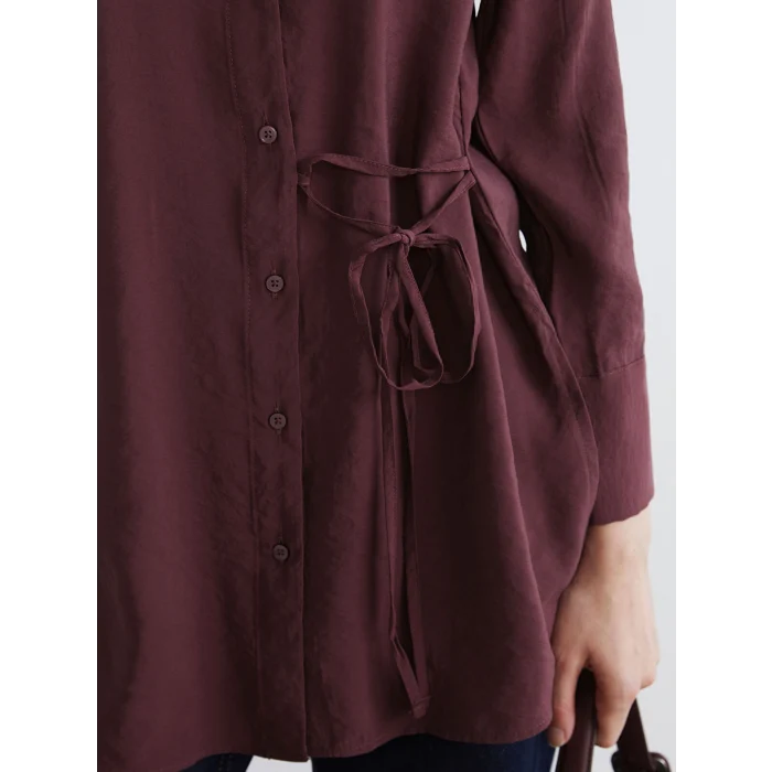 LCW Modest Bordo Bağlama Detaylı Kadın Gömlek Tunik