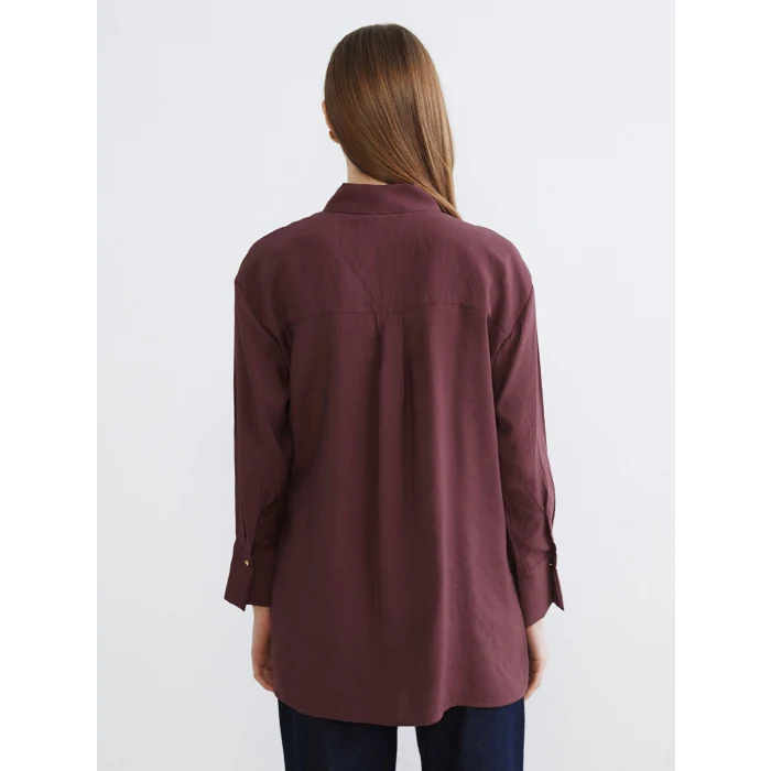 LCW Modest Bordo Bağlama Detaylı Kadın Gömlek Tunik