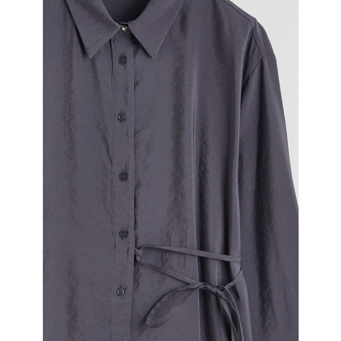 LCW Modest Gri Bağlama Detaylı Kadın Gömlek Tunik