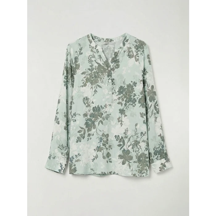 LCW Grace Yeşil Kaçık Yaka Çiçekli Bluz