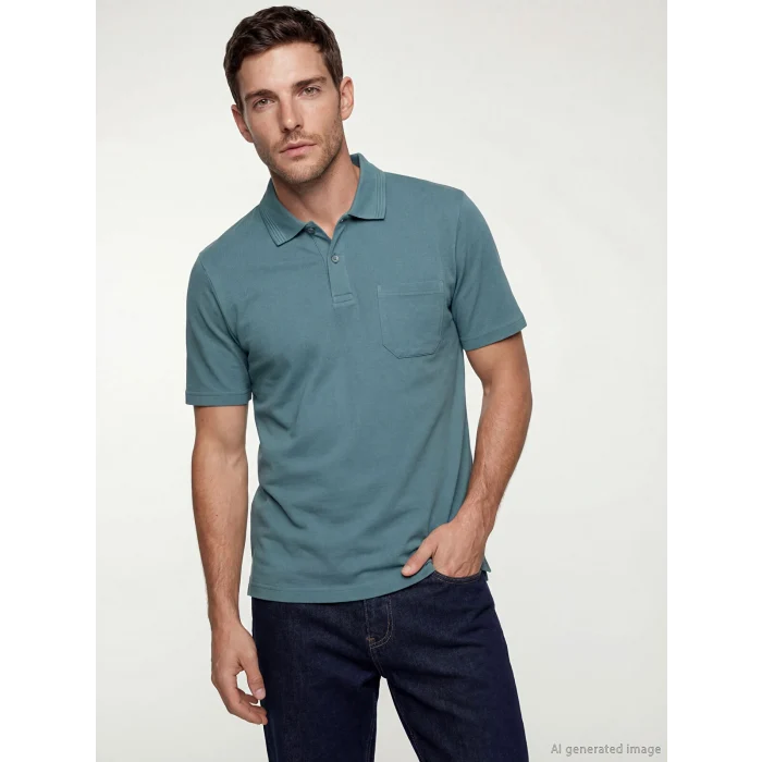 LCWAIKIKI Classic Mavi Polo Yaka Pike Erkek Tişört