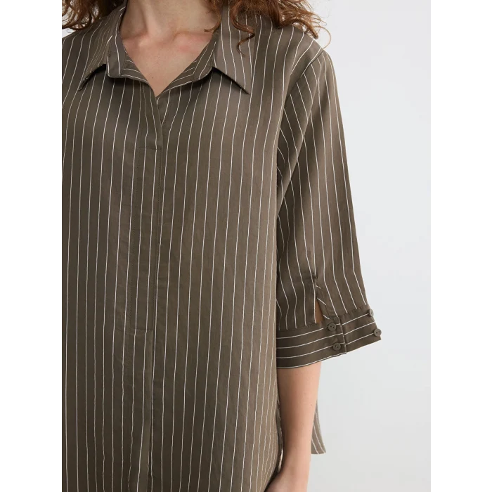 LCW EVERYDAY Haki Çizgili Kadın Gömlek