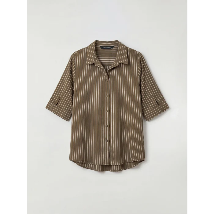 LCW EVERYDAY Haki Çizgili Kadın Gömlek