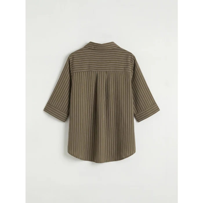 LCW EVERYDAY Haki Çizgili Kadın Gömlek
