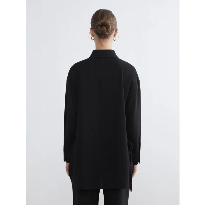 LCW Modest Siyah Bağlama Detaylı Kadın Gömlek Tunik