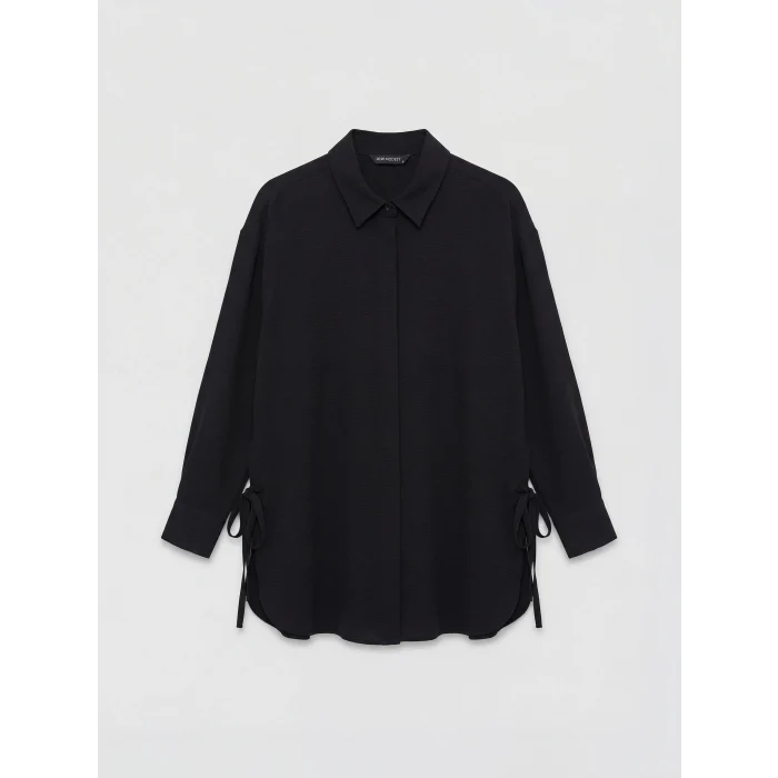 LCW Modest Siyah Bağlama Detaylı Kadın Gömlek Tunik