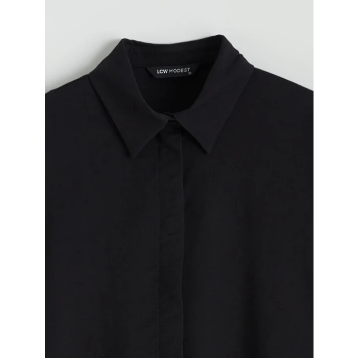 LCW Modest Siyah Bağlama Detaylı Kadın Gömlek Tunik