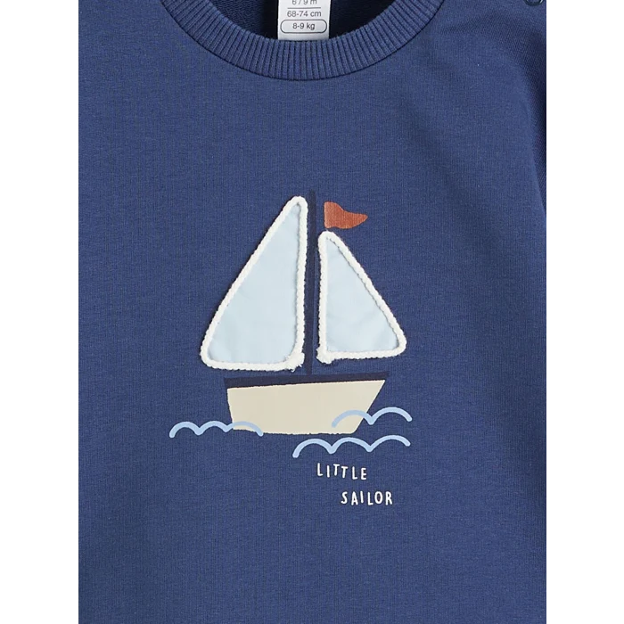 LCW baby Lacivert Baskılı Erkek Bebek Sweatshirt Ve Pantolon Takım